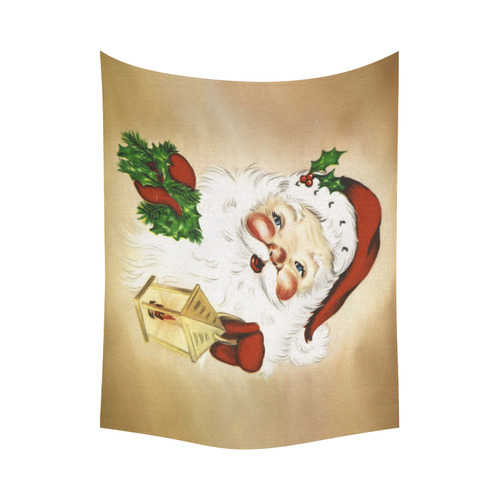 A cute Santa Claus with a mistletoe and a latern Cotton Linen Wall Tapestry 80"x 60"