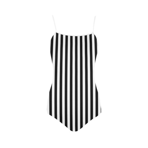 Black and White Stripes Strap Swimsuit ( Model S05)