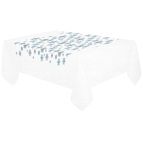 Snowflakes, Blue snow original design Cotton Linen Tablecloth 60"x120"