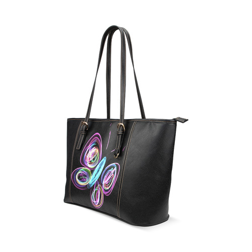 Rainbow Pink Butterfly Leather Tote Bag/Small (Model 1640)