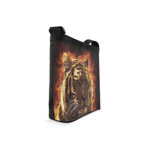 A magnificent tiger is surrounded by flames Crossbody Bags (Model 1613)