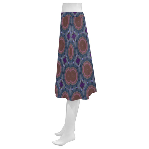 Mauve and Teal Mnemosyne Women's Crepe Skirt (Model D16)