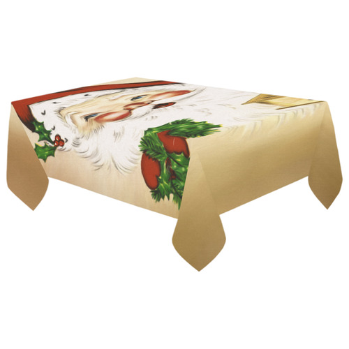 A cute Santa Claus with a mistletoe and a latern Cotton Linen Tablecloth 60"x 104"