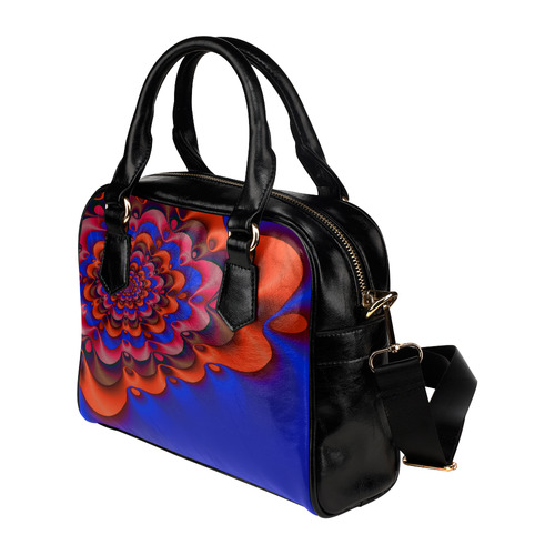 Red Blue Gala Beautiful Fractal Flower Shoulder Handbag (Model 1634)