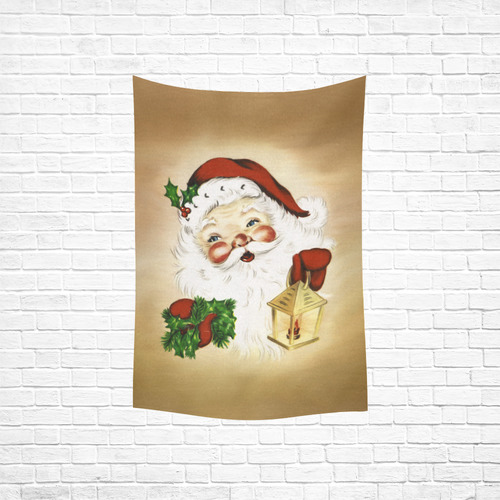 A cute Santa Claus with a mistletoe and a latern Cotton Linen Wall Tapestry 40"x 60"