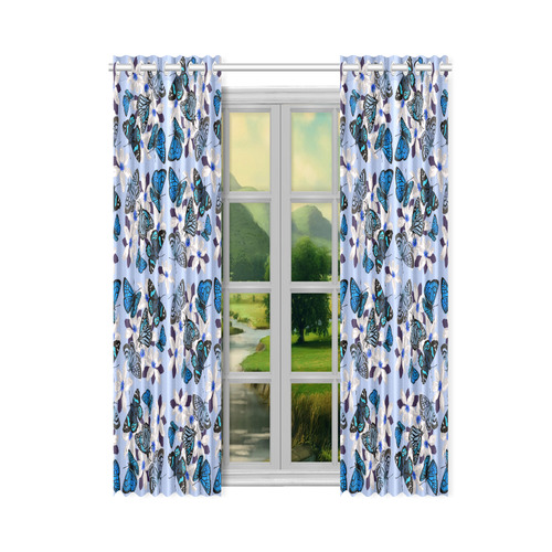 Blue butterflies New Window Curtain 50" x 84"(One Piece)