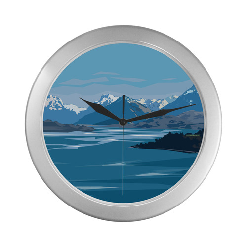 Lake Wakatipu Silver Color Wall Clock