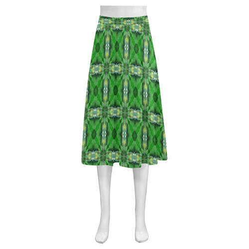 Green Floral Mnemosyne Women's Crepe Skirt (Model D16)