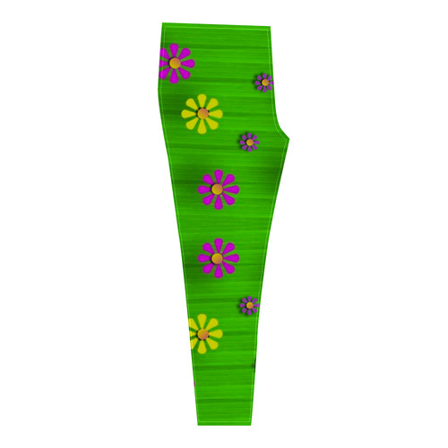 flower print on green Cassandra Women's Leggings (Model L01)