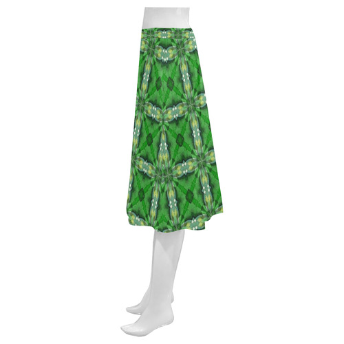 Green Floral Mnemosyne Women's Crepe Skirt (Model D16)