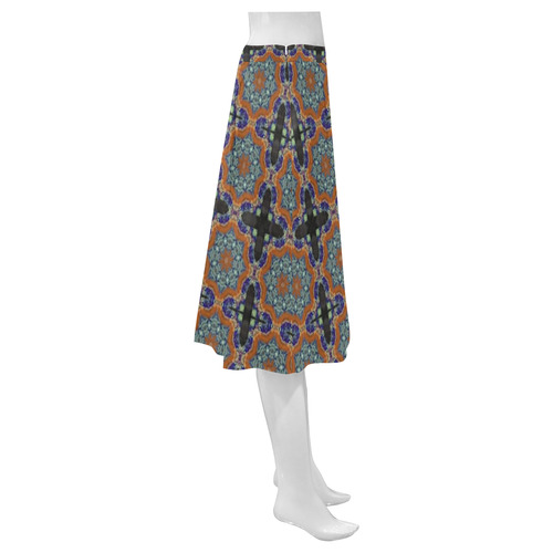 Blue and Brown Abstract Mnemosyne Women's Crepe Skirt (Model D16)