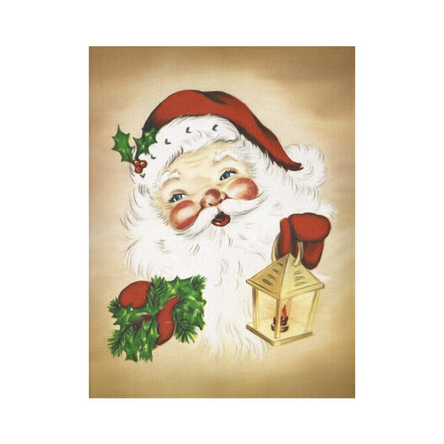 A cute Santa Claus with a mistletoe and a latern Cotton Linen Wall Tapestry 60"x 80"