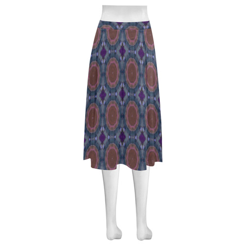 Mauve and Teal Mnemosyne Women's Crepe Skirt (Model D16)