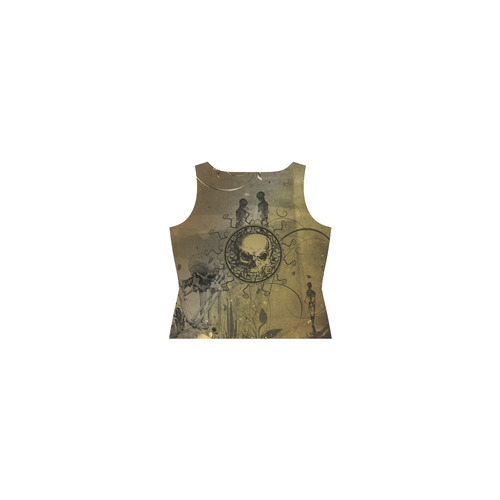 Amazing skull with skeletons Sleeveless Splicing Shift Dress(Model D17)