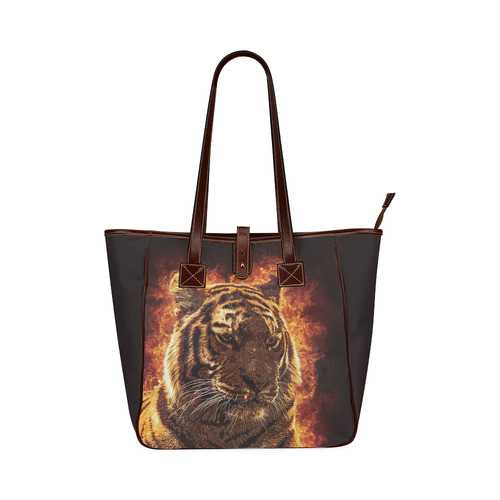 A magnificent tiger is surrounded by flames Classic Tote Bag (Model 1644)