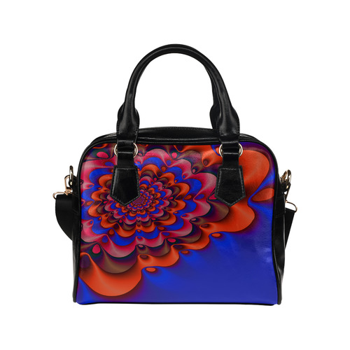 Red Blue Gala Beautiful Fractal Flower Shoulder Handbag (Model 1634)