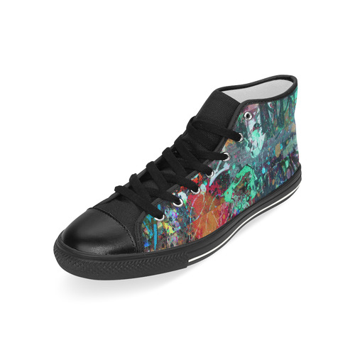 Graffiti Wall and Paint Splatter Men’s Classic High Top Canvas Shoes (Model 017)