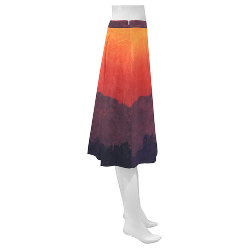 Five Shades of Sunset Mnemosyne Women's Crepe Skirt (Model D16)