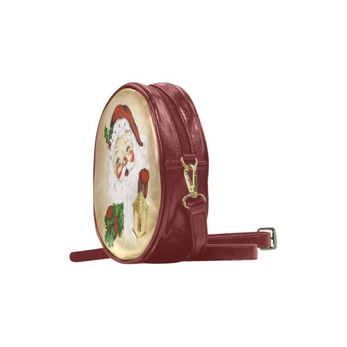 A cute Santa Claus with a mistletoe and a latern Round Sling Bag (Model 1647)
