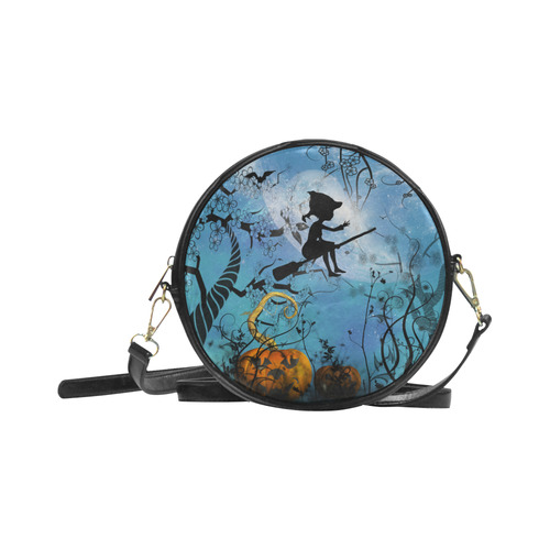 Cute flying witch Round Sling Bag (Model 1647)
