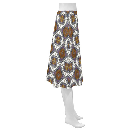 Brown and White Violet Mnemosyne Women's Crepe Skirt (Model D16)