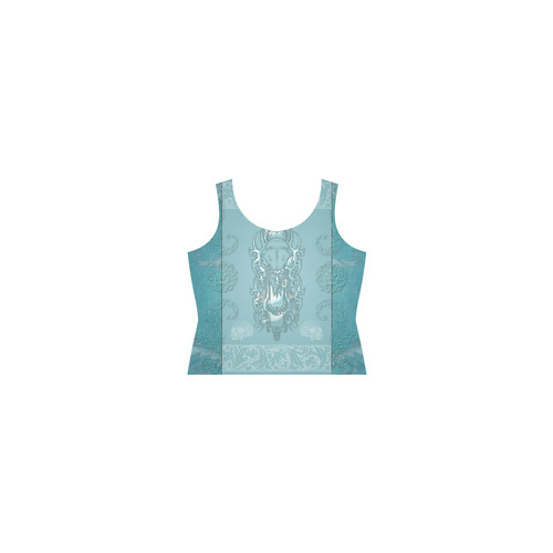 Soft blue decorative design Sleeveless Splicing Shift Dress(Model D17)