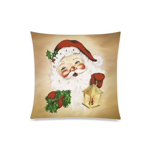 A cute Santa Claus with a mistletoe and a latern Custom Zippered Pillow Case 20"x20"(One Side)