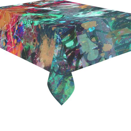 Graffiti Wall and Paint Splatter Cotton Linen Tablecloth 60"x 84"