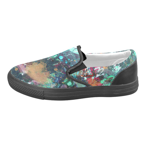 Graffiti Wall and Paint Splatter Men's Unusual Slip-on Canvas Shoes (Model 019)