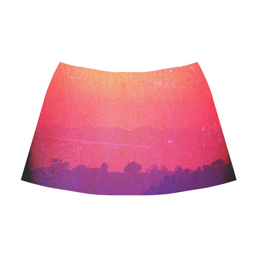 Orange Pink Purple Sunset Mnemosyne Women's Crepe Skirt (Model D16)