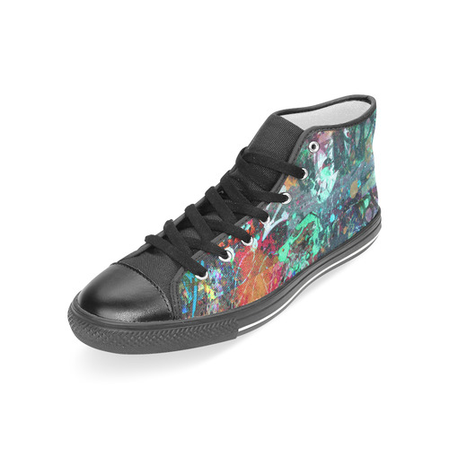 Graffiti Wall and Paint Splatter Women's Classic High Top Canvas Shoes (Model 017)