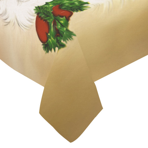 A cute Santa Claus with a mistletoe and a latern Cotton Linen Tablecloth 60"x 84"