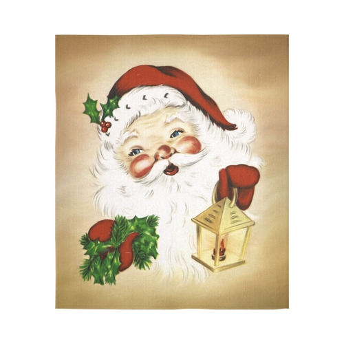 A cute Santa Claus with a mistletoe and a latern Cotton Linen Wall Tapestry 51"x 60"