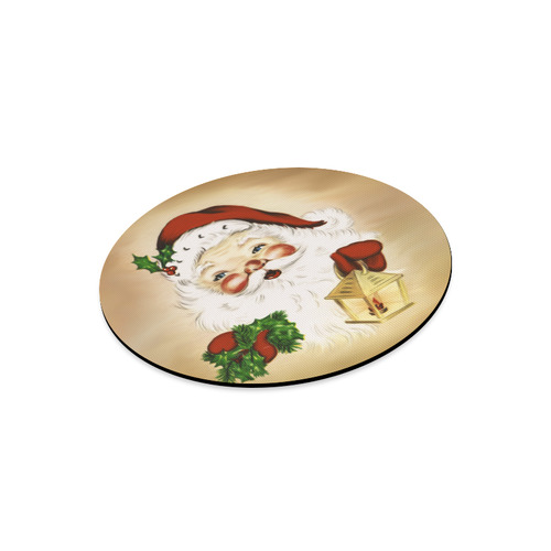 A cute Santa Claus with a mistletoe and a latern Round Mousepad