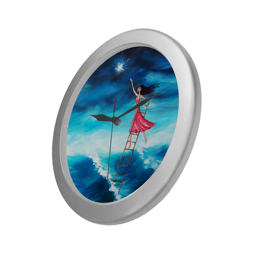 Reach for the stars Silver Color Wall Clock