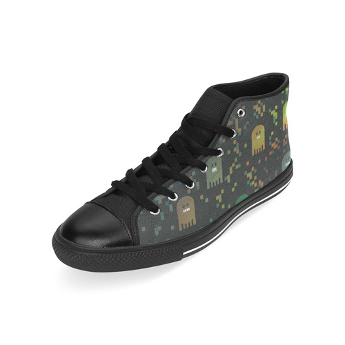 Pac Video Game Men High Top Canvas Women's Shoes/Large Size (Model 017)