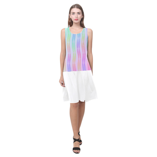 Curvy Rainbow Helix Sleeveless Splicing Shift Dress(Model D17)