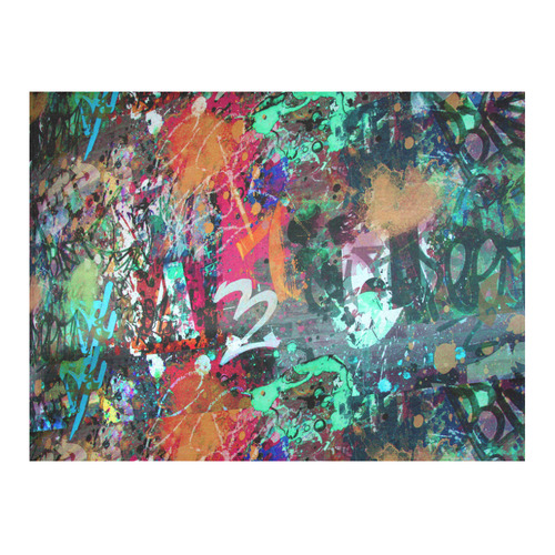 Graffiti Wall and Paint Splatter Cotton Linen Tablecloth 52"x 70"