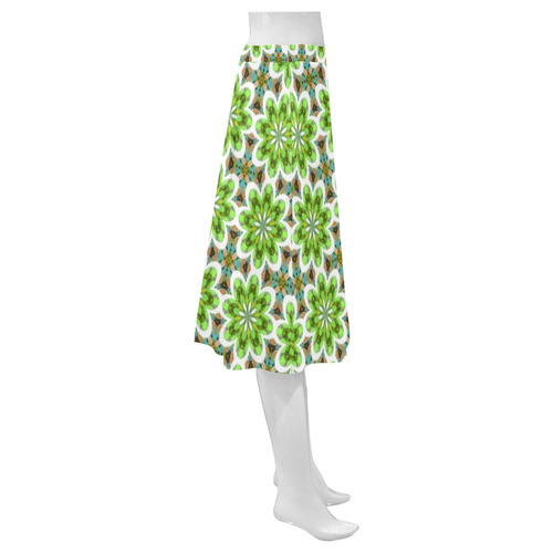 Green and Tan Mnemosyne Women's Crepe Skirt (Model D16)