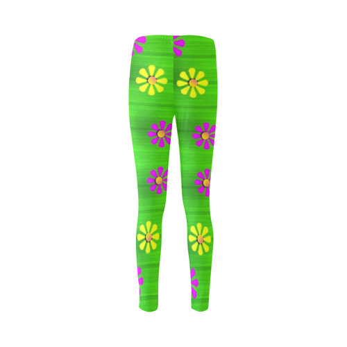 flower print on green Cassandra Women's Leggings (Model L01)