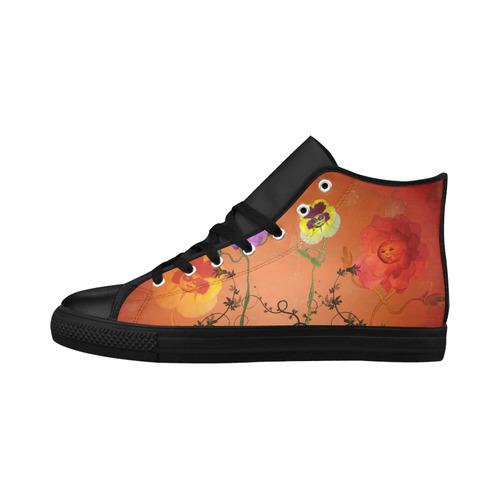 Fantasy flowers Aquila High Top Microfiber Leather Women's Shoes/Large Size (Model 032)