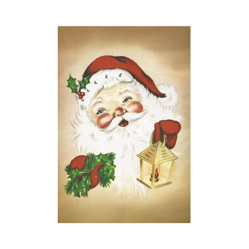 A cute Santa Claus with a mistletoe and a latern Cotton Linen Wall Tapestry 60"x 90"