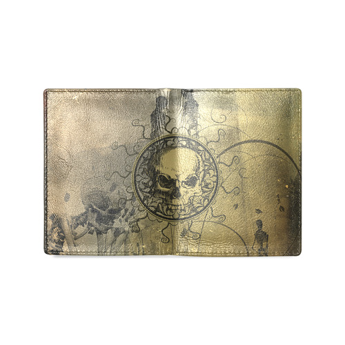 Amazing skull with skeletons Men's Leather Wallet (Model 1612)