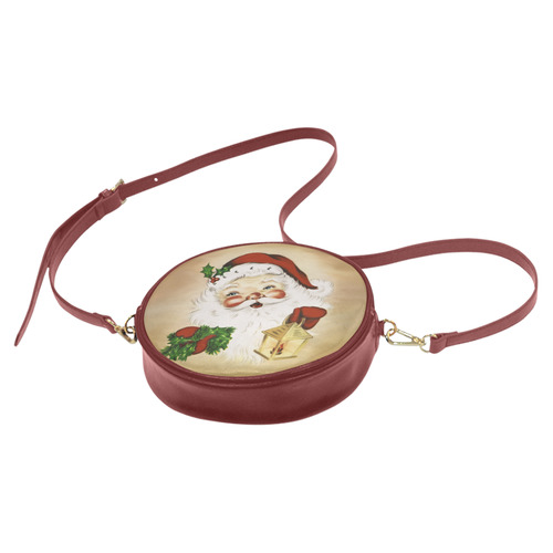 A cute Santa Claus with a mistletoe and a latern Round Sling Bag (Model 1647)