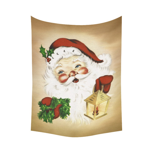 A cute Santa Claus with a mistletoe and a latern Cotton Linen Wall Tapestry 60"x 80"