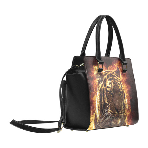 A magnificent tiger is surrounded by flames Classic Shoulder Handbag (Model 1653)