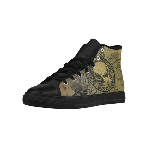 Amazing skull with skeletons Aquila High Top Microfiber Leather Women's Shoes/Large Size (Model 032)