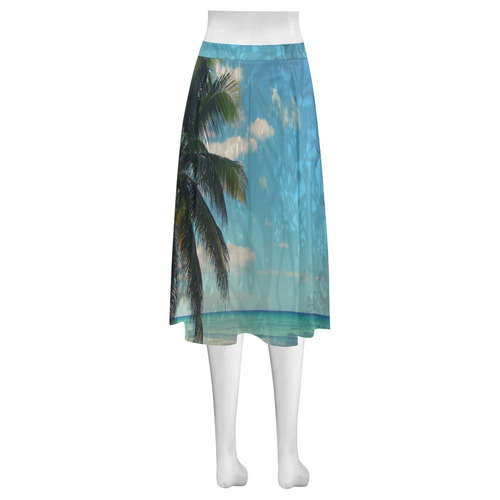 Caribbean Blue Mnemosyne Women's Crepe Skirt (Model D16)
