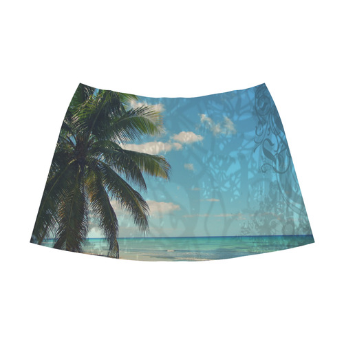 Caribbean Blue Mnemosyne Women's Crepe Skirt (Model D16)