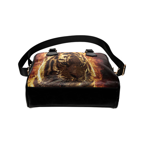 A magnificent tiger is surrounded by flames Shoulder Handbag (Model 1634)